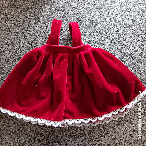 Puppenkleid rot weiß - aus, samt