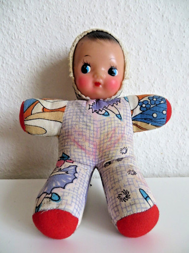 Vintage stoffpuppe mit gesicht - stoffpuppe,