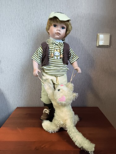 Porzellanpuppe junge mit - porzellanpuppe, cm